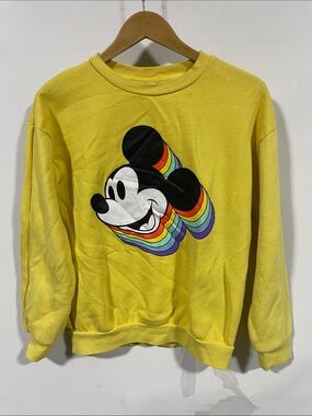 Yellow Mickey Graphic Crewneck Sweatshirt